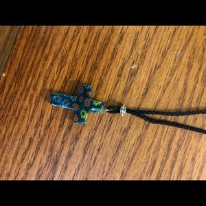 Blue cross necklace